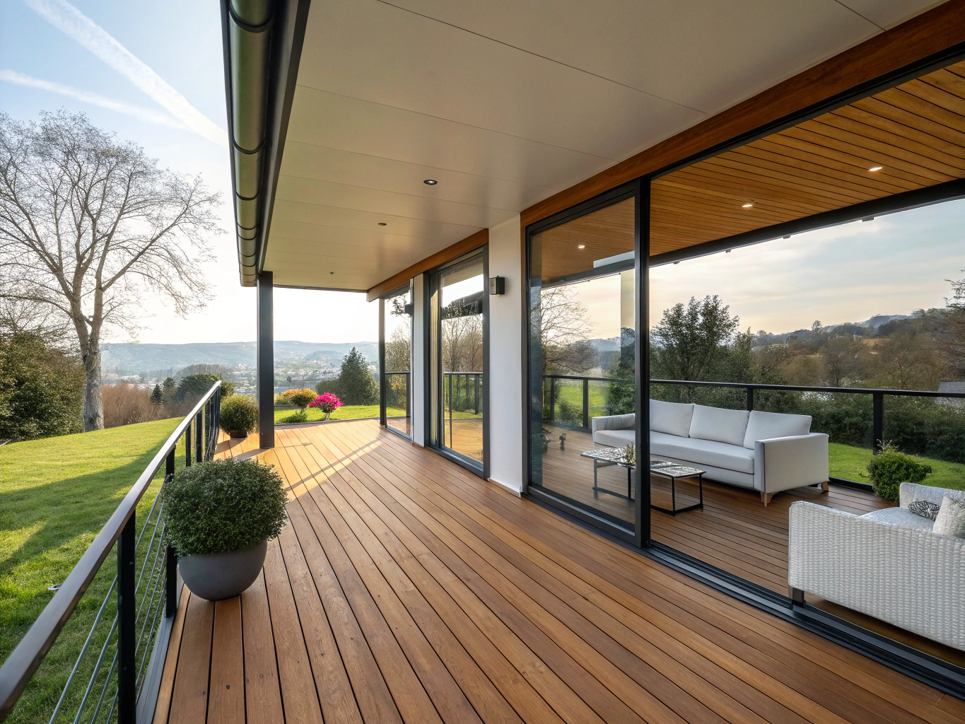 Véranda contemporaine en aluminium et double vitrage thermique